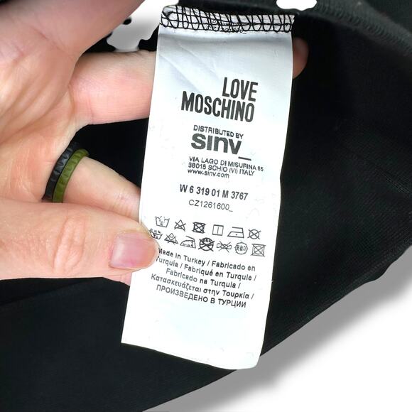 Love Moschino Lace Crochet Collar Wool Black Love Me Graphic Sweatshirt Size 4 - Picture 7 of 8